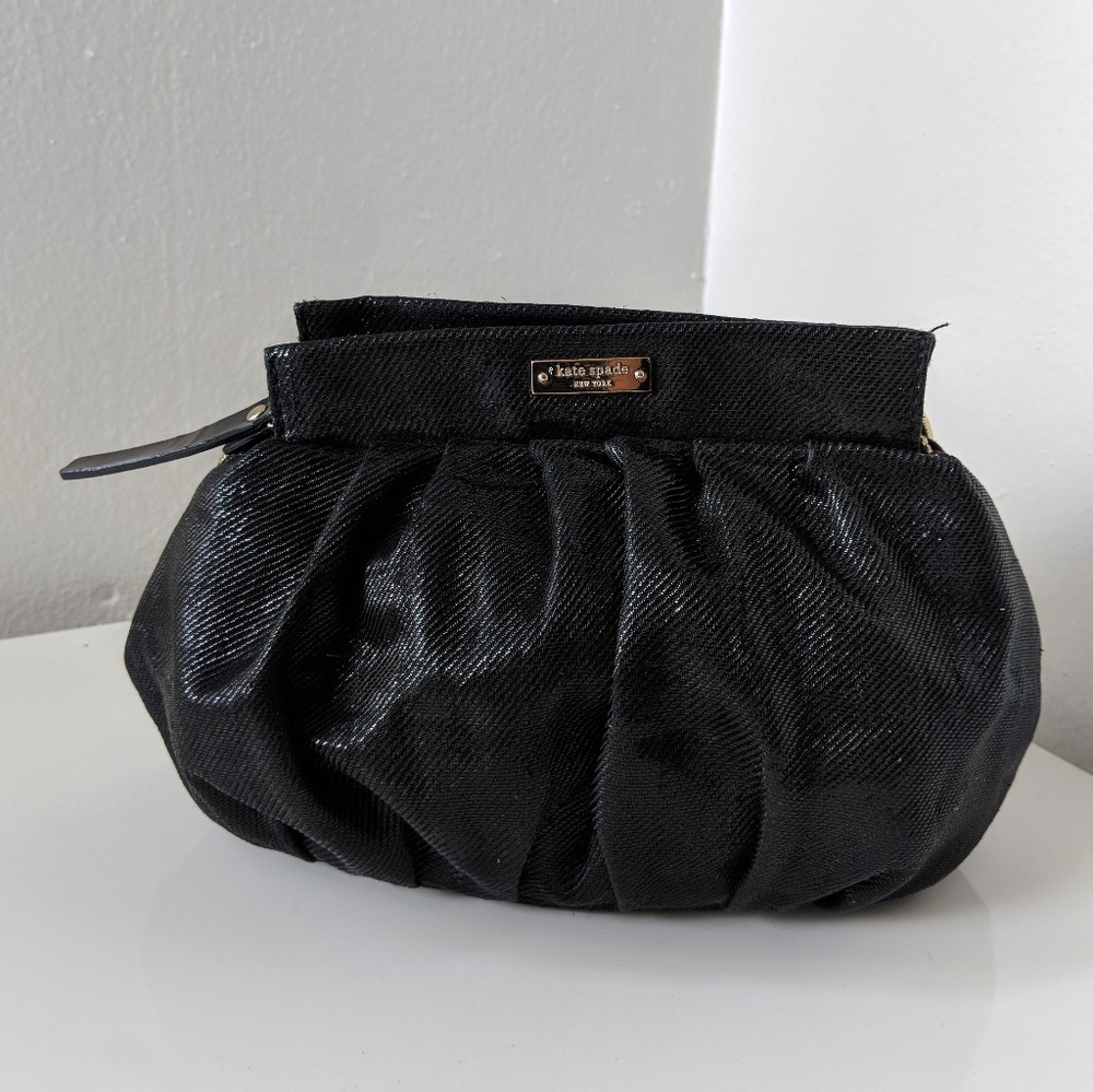 Kate Spade black metallic evening bag with chain